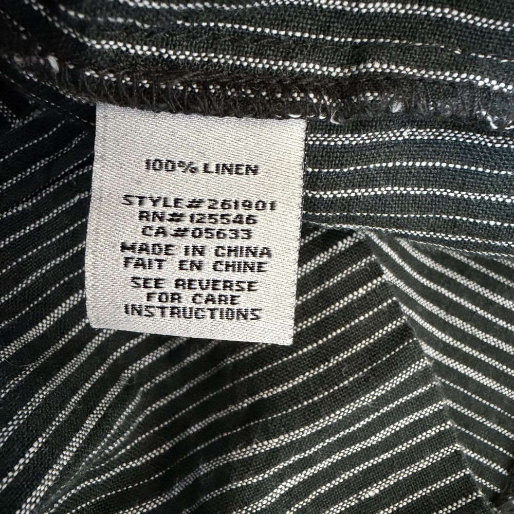 Liv By Habitat Jumpsuit Womens Large Black Striped 100% Linen Wide Leg Lagenlook - Picture 10 of 11